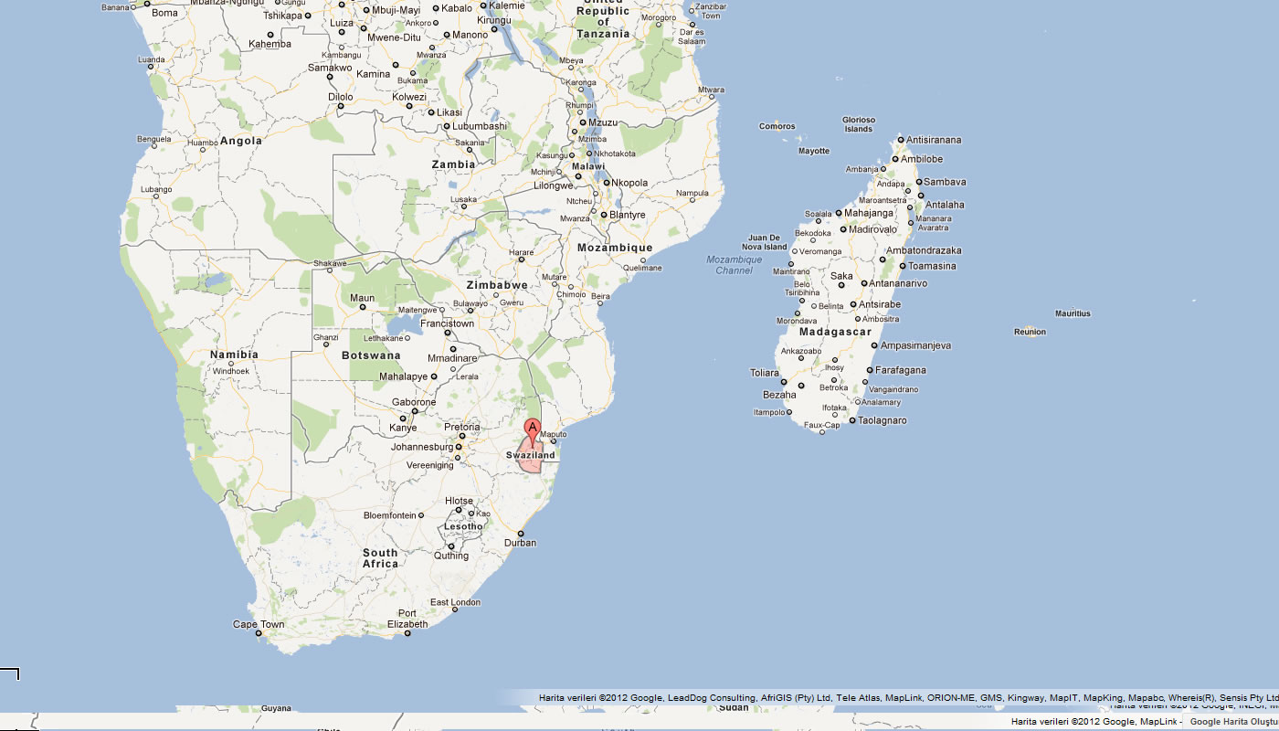 carte du swaziland afrique